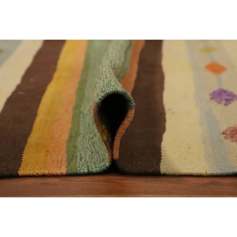 Hand Woven Oriental 100% Wool Carpet Southwestern Tribal Multi-Colored Kilim Area Rug - 10' 7'' X 5' 9''