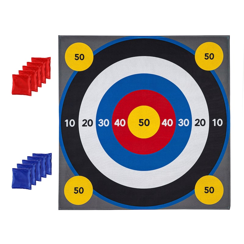3 in. A Row/Target Toss Outdoor Reversible Game Set with Storage Bag - 48" x 48"