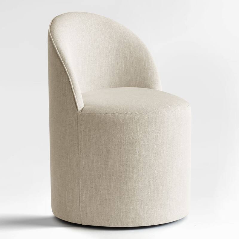Upholstered Linen Office Chair with Wheels