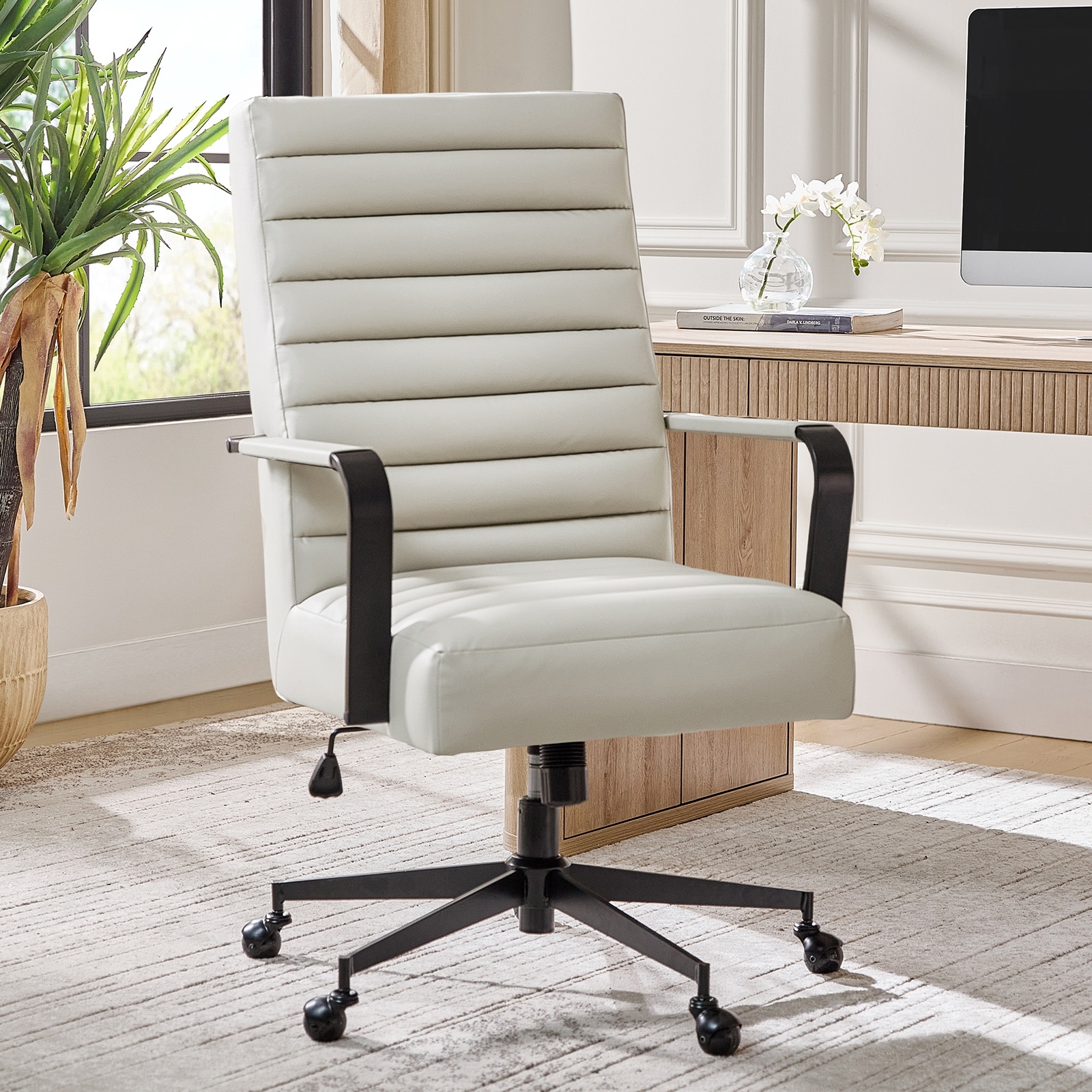 Martha Modern Industrial Style Faux Leather Office Chair By HULALA HOME