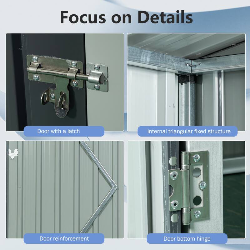 GDF Studio - Polanco Outdoor Metal Storage Shed with Transparent Roof Panel and Galvanized Steel Design