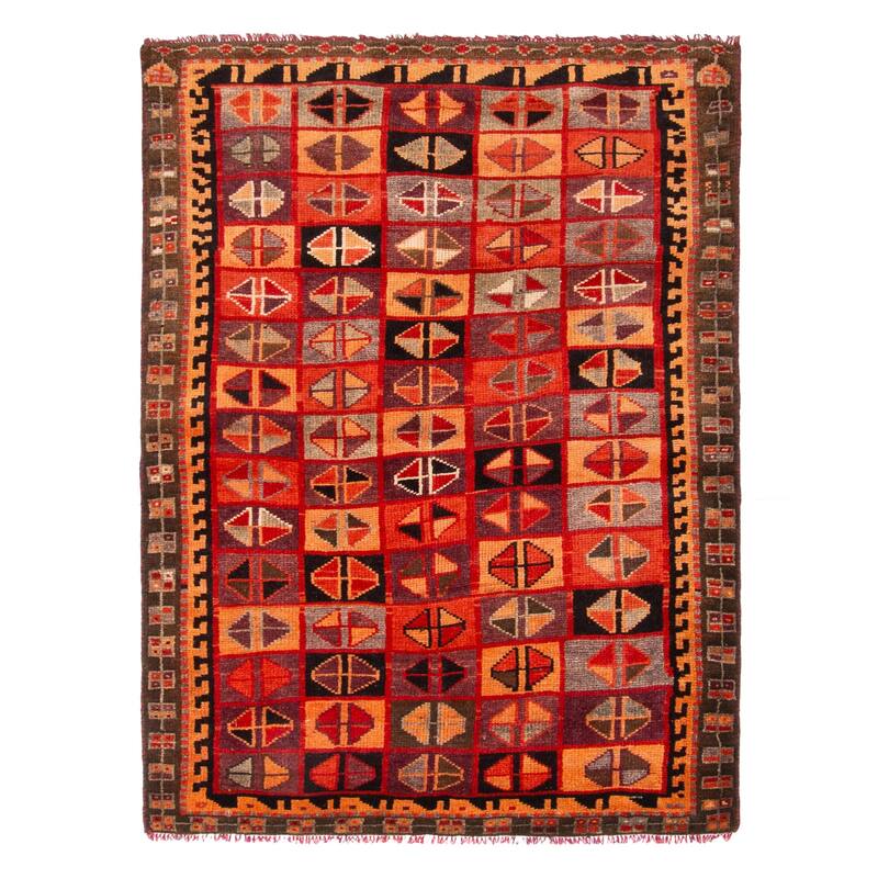 ECARPETGALLERY Hand-knotted Melis Vintage Burgundy Wool Rug - 4'4 x 6'2