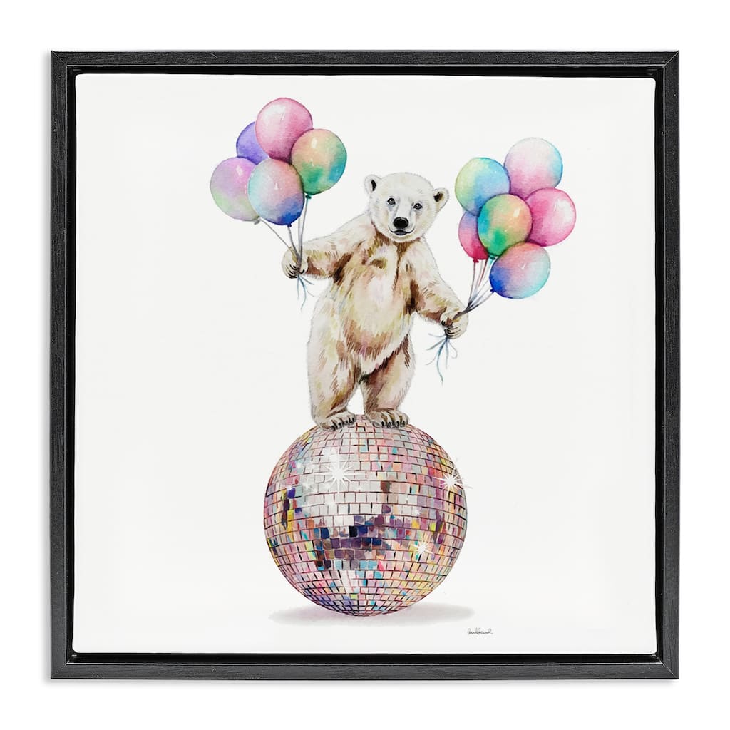 Stupell Polar Bear & Balloons Framed Floater Canvas Wall Art Design By Amanda Greenwood