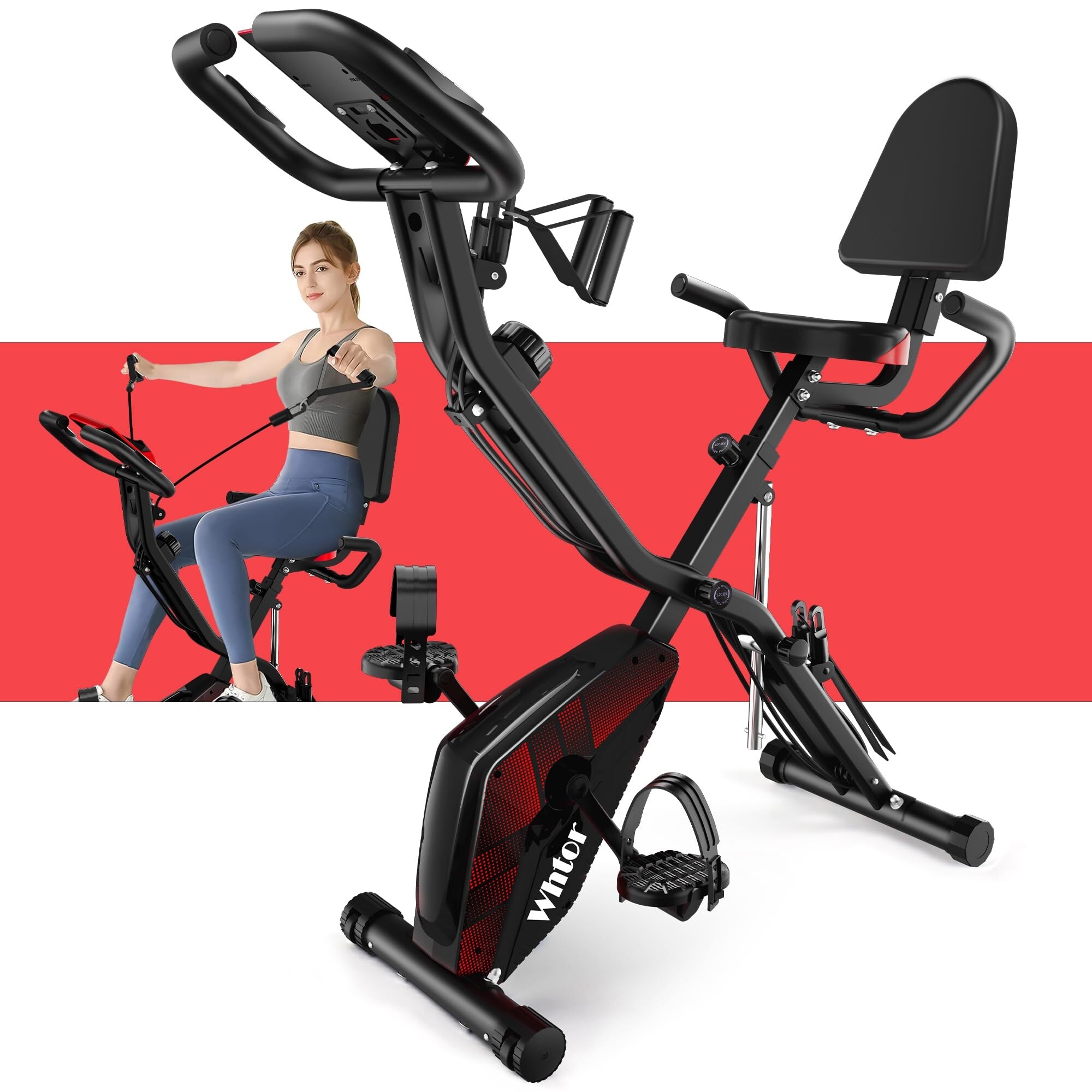 Folding Exercise Bike Stationary Bike for Home with LCD Monitor 16 Level Adjustable Resistance Full Body Workout Cycling Bike Bed Bath Beyond 40335217