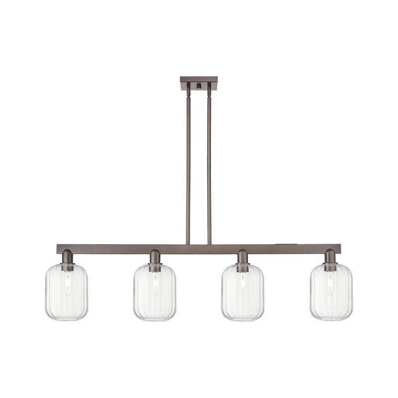 Innovations Lighting Urban Downtown - Preston - 4 Light 48" Jar Shade Stem Hung Island Light - Clear/Oil Rubbed Bronze