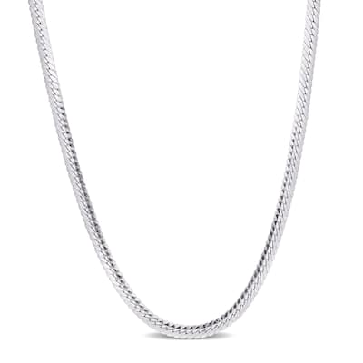 Miadora Sterling Silver Herringbone Chain Necklace