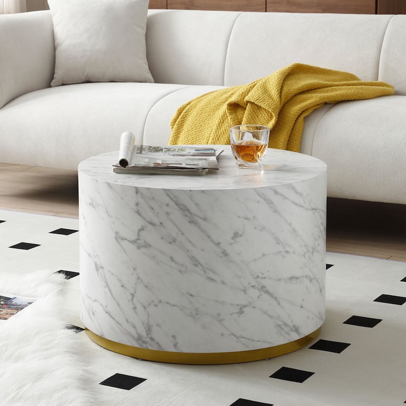 Marble Williamspace Fully Assembled Round Side Coffee Table For Living Room