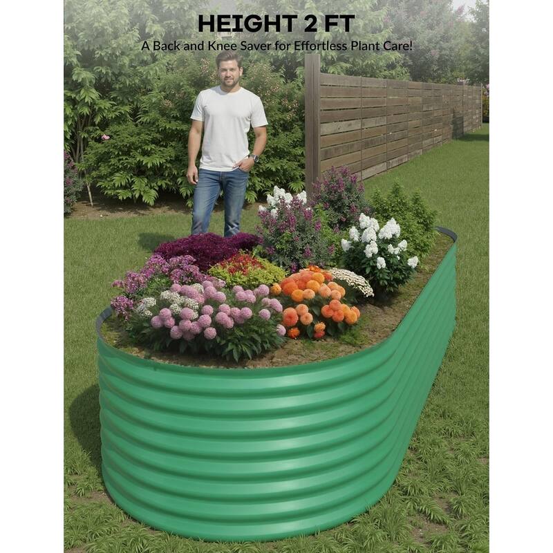 2-Pack Galvanized Steel Raised Garden Beds,Outdoor Deep Planter Box Kit with Tool