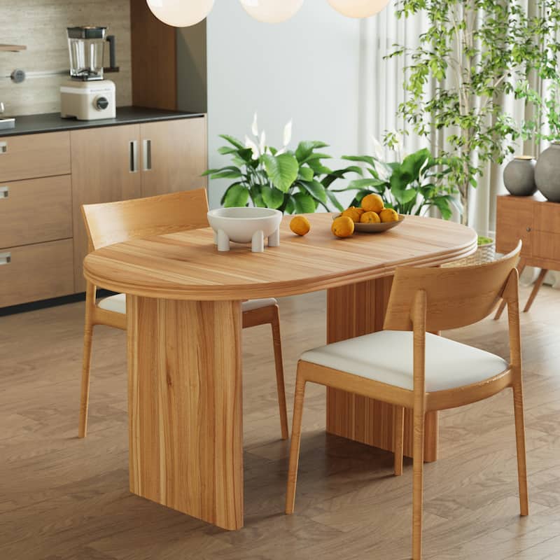 55.12" to 78.26" Modern Extendable Dining Table: Mid-Century Removable Leaf Design for Dining Room & Kitchen