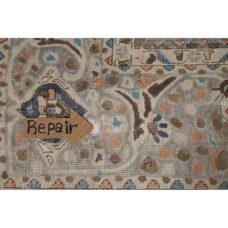 Distressed Tabriz Vintage Persian Area Rug Handmade Wool Carpet - 9'9" x 12'6"