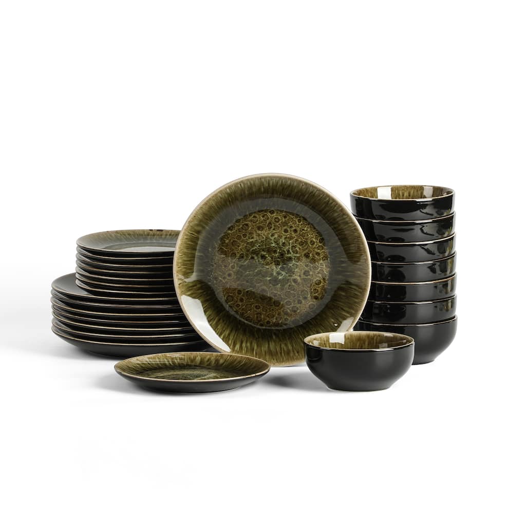 Stone Lain Riley Stoneware Dinnerware Set with Reactive Glaze