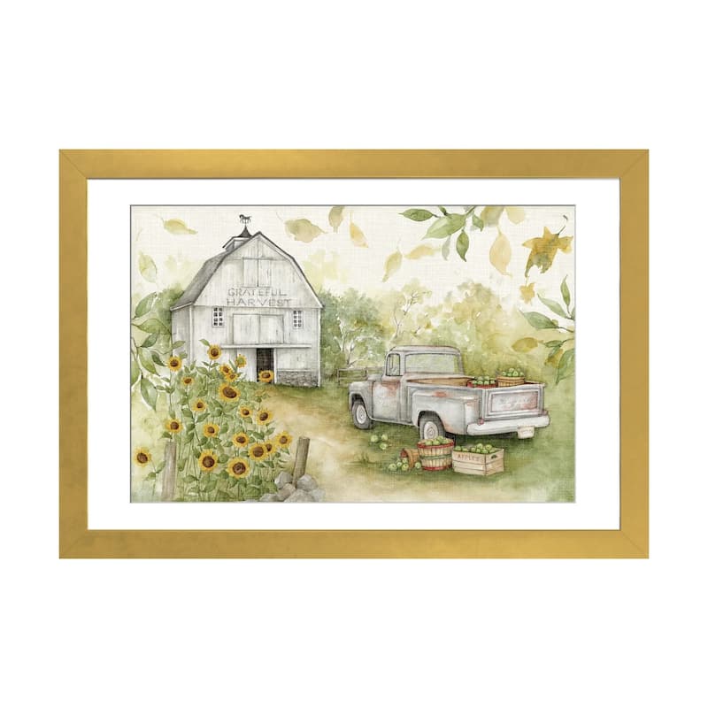 iCanvas "Gray Barn-Horiztontal" by Susan Winget - Gold - 24x32x1