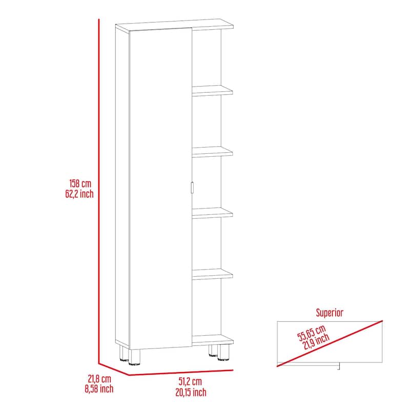 Portland 5-Shelf Linen Cabinet