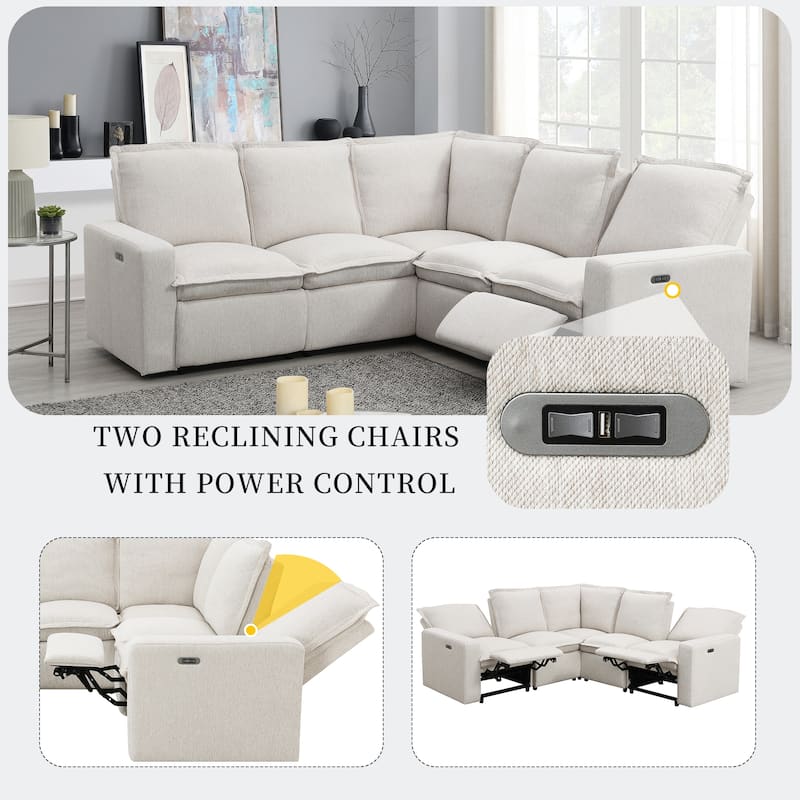 Power Recliner Chair Home Theater Seating Soft Chair with USB Port for Living Room, Bedroom, Theater room, Beige