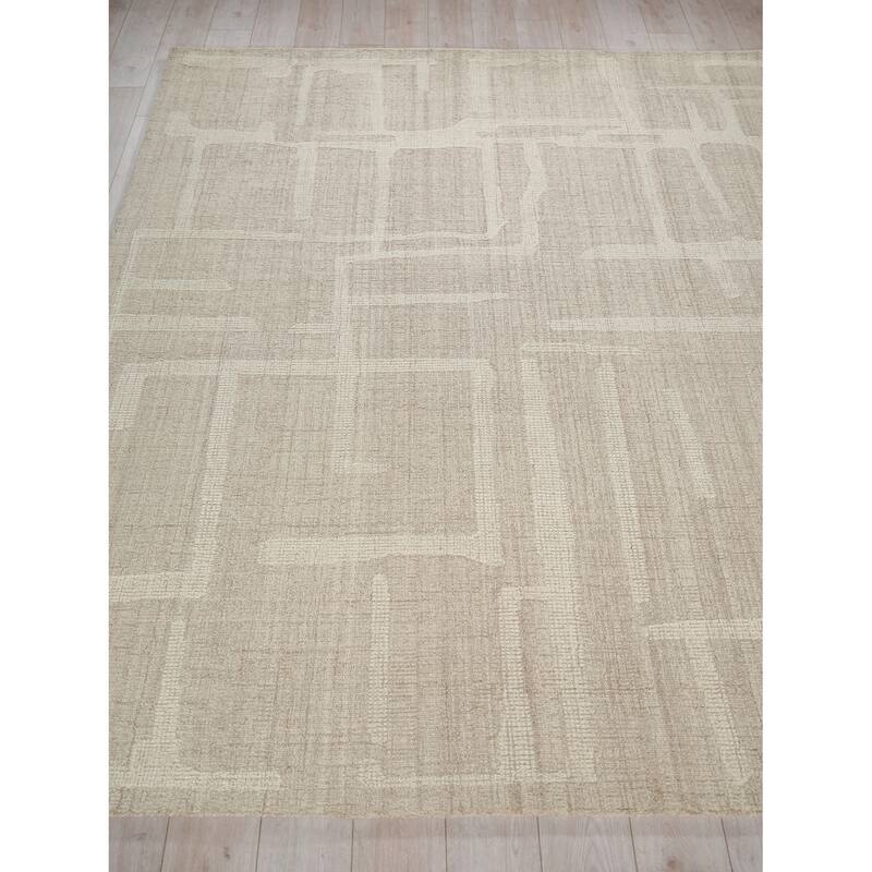 Breckenridge Handmade Hand Tufted New Zealand Wool Beige/Ivory Area Rug.