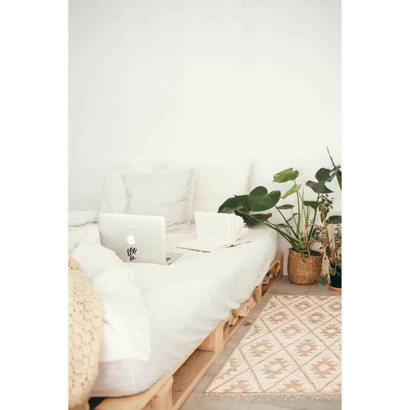 ECARPETGALLERY Braid weave Sienna Beige Wool Rug - 5'2 x 7'4