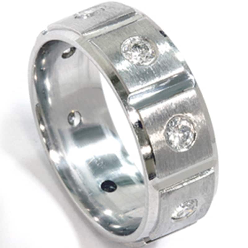 Mens 1ct Diamond Platinum Comfort Fit Wedding Band Lab Grown