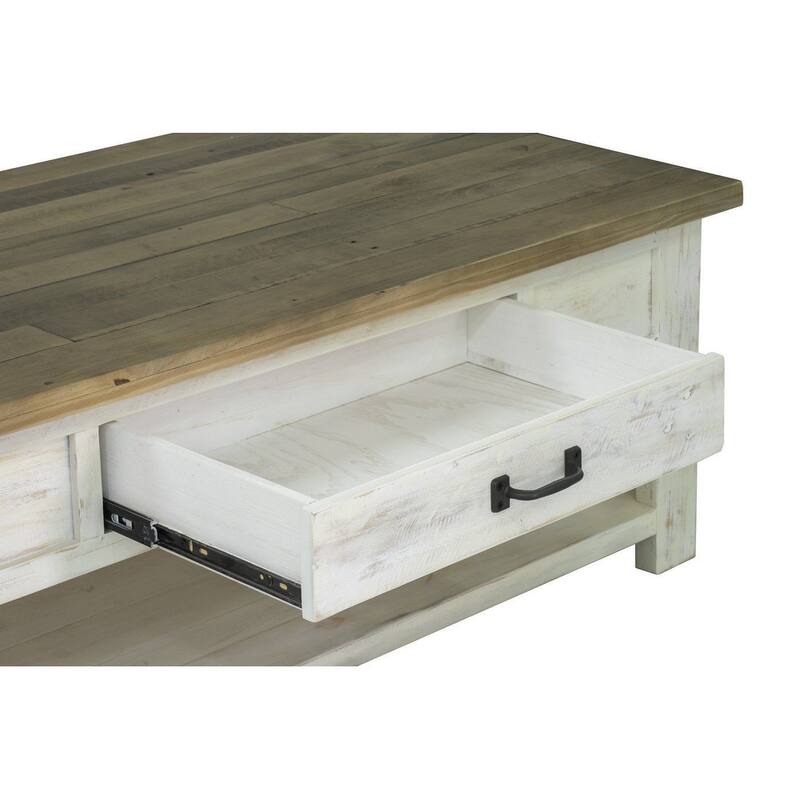 Laneta Reclaimed Pine Coffee Table, White/ Brown