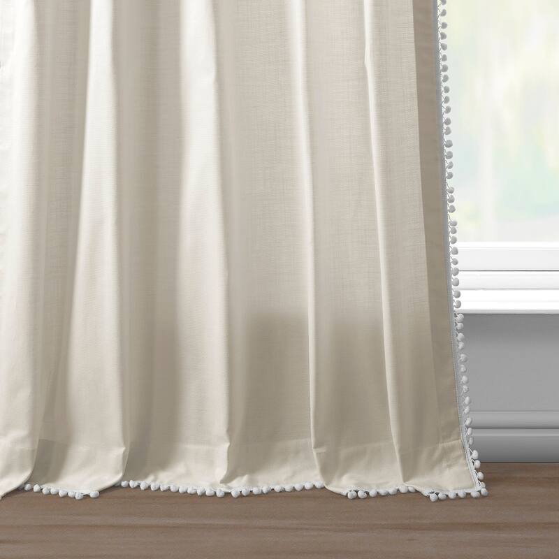 Exclusive Fabrics Bordered Textured Cotton Curtains For Bedroom & Living Room Curtains - Single Panel Drapes