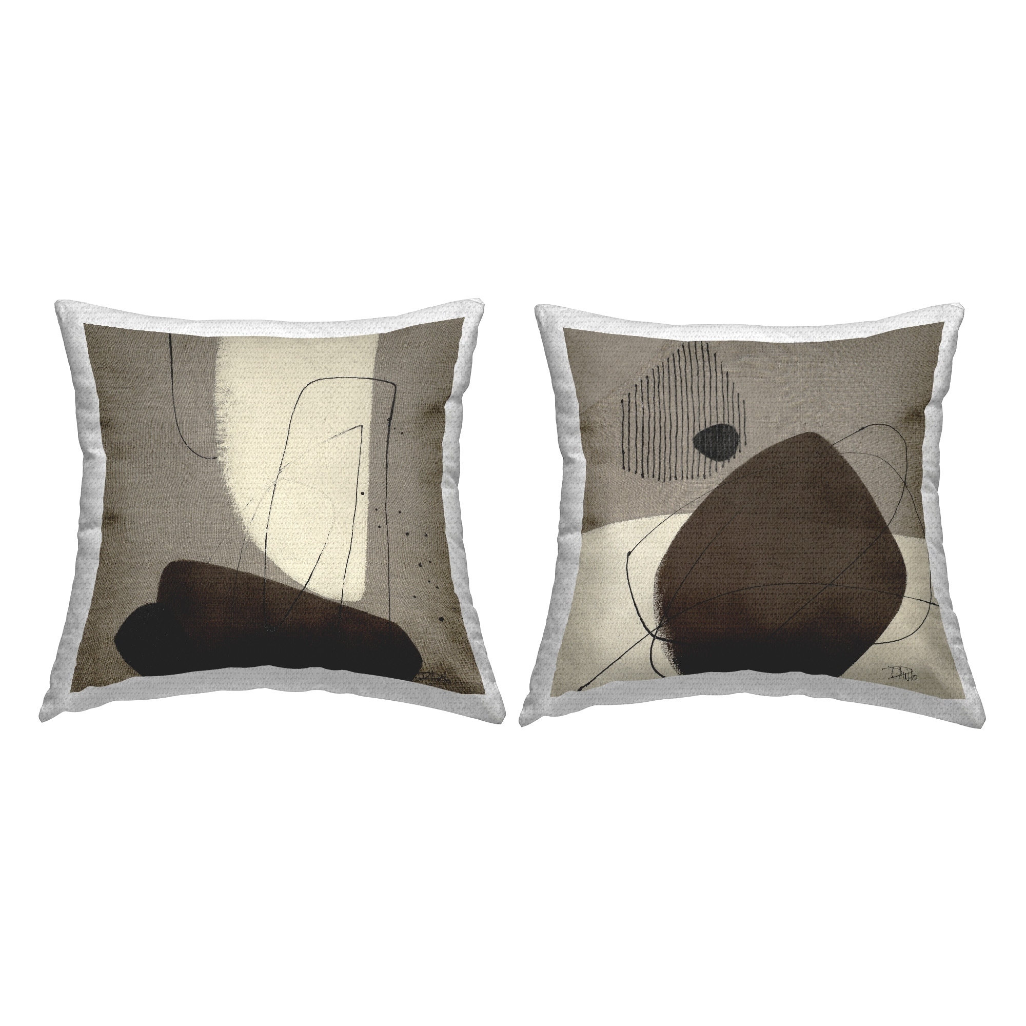 Stupell Brown Hidden Lines Printed Outdoor Throw Pillow Design by Patricia Pinto (Set of 2)