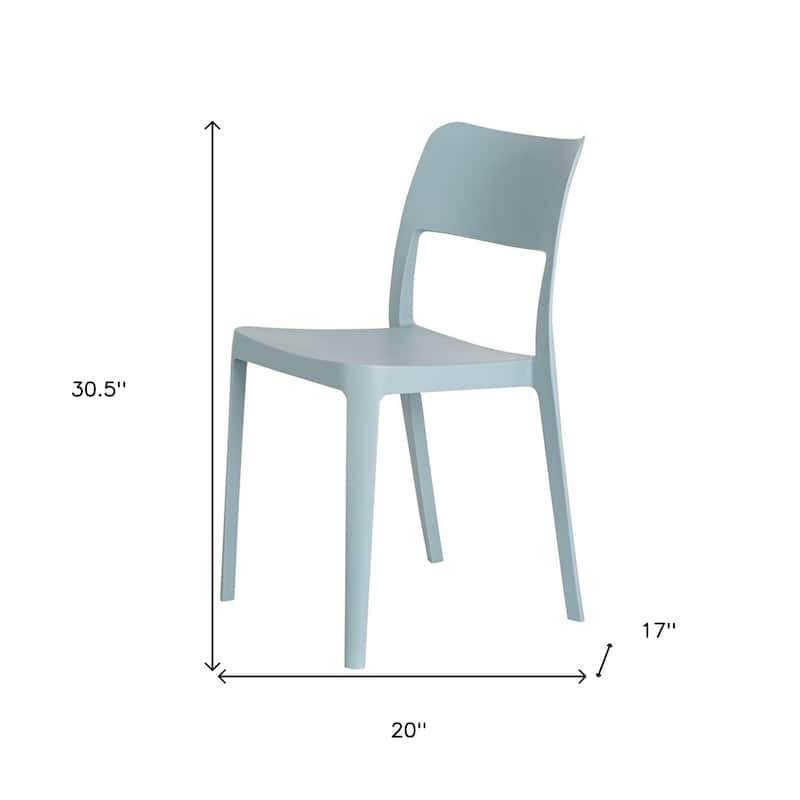 HomeRoots Set of Two Baby Blue Heavy Duty Plastic Outdoor Stacking Accent Chairs