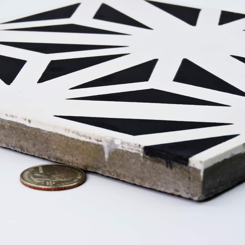 Handmade Azemour in White and Black Tile, Pack of 12 (Morocco)
