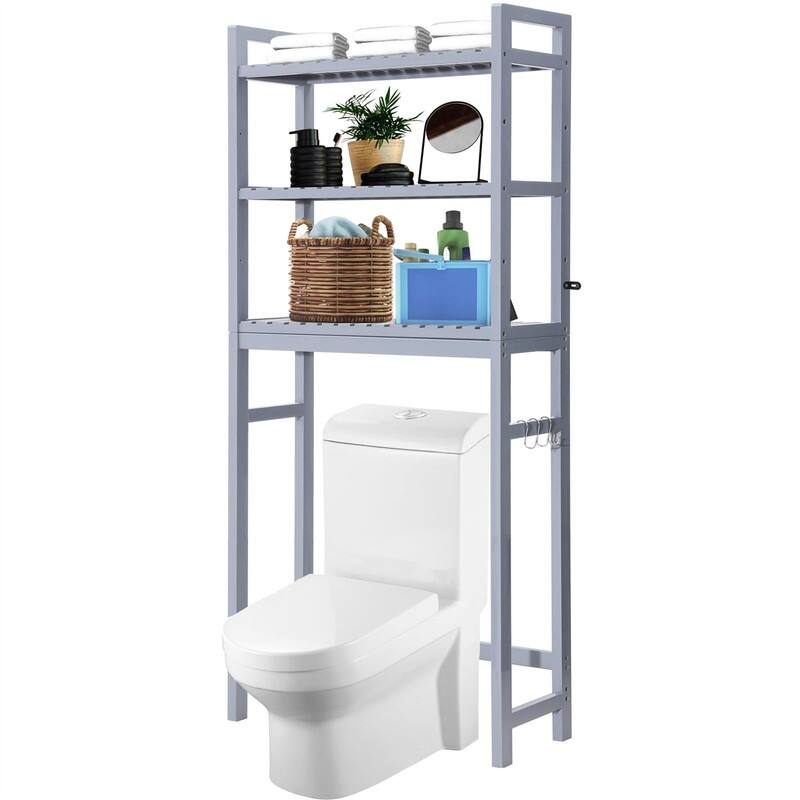 Over the Toilet Storage Cabinet - 10.3"D x24.8"W x 67"H - Grey