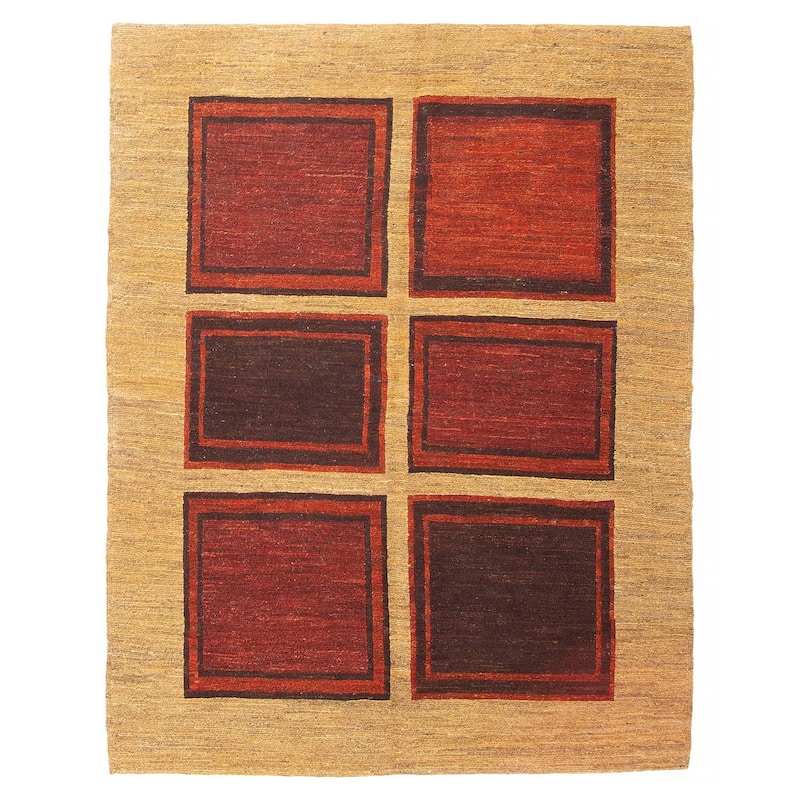 ECARPETGALLERY Flat-Weave Natural Red Wool Tapestry Kilim - 4'10 x 6'5 - Red - 4'10 x 6'5