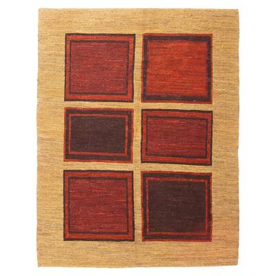ECARPETGALLERY Flat-Weave Natural Red Wool Tapestry Kilim - 4'10 x 6'5