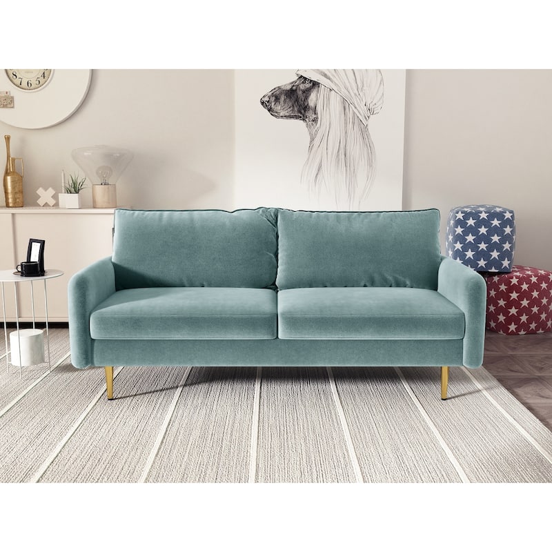 70'' Velvet Square Arm Sofa - Light Greyish Cyan