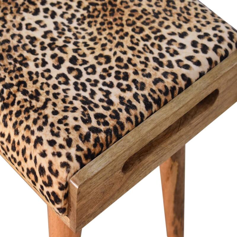 Leopard Velvet Tray Style Footstool Wholesale