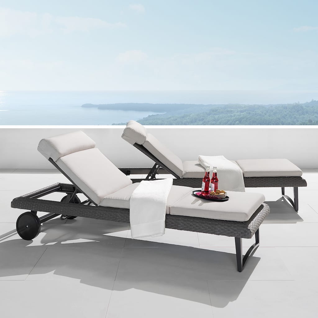 Vistano 2 Piece Sunbrella Outdoor Patio Chaise Lounges - Gray