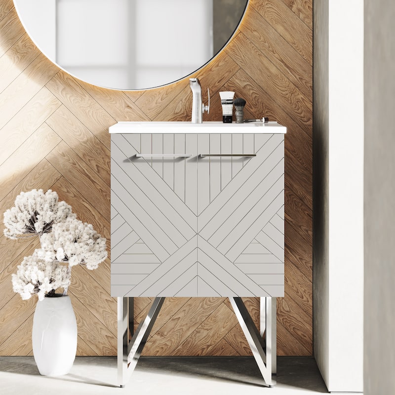 Annecy 24" Bathroom Vanity in Mayhem Greige - White - Painted - Single Vanities