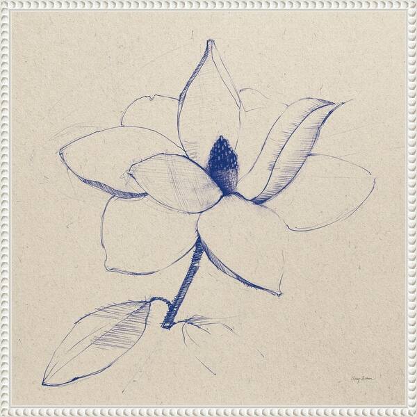 slide 2 of 9, Modern Vintage Floral II Indigo by Avery Tillmon Framed Canvas Wall Art Print 22 x 22 in. - Sylvie Beaded White