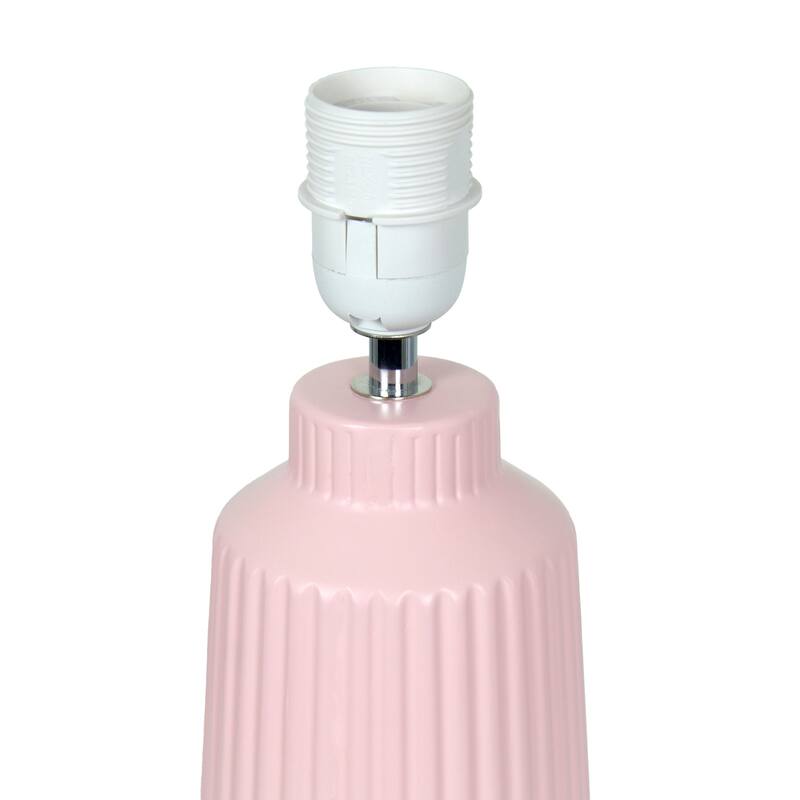 Vertical Grooved Ceramic Table Lamp with Drum Shade - 16" - Pink