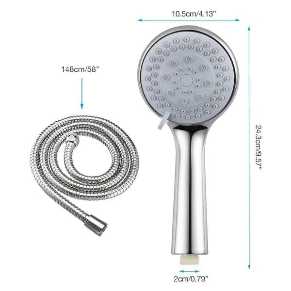 5 Settings High Pressure Handheld Shower Head with 5ft Hose - Silver ...