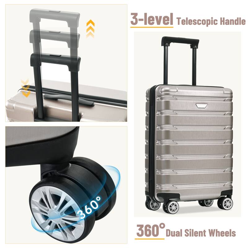 Stylish 3 Piece Hardshell Luggage Set with TSA Lock, Spinner Wheels and Spacious Interior for Travel