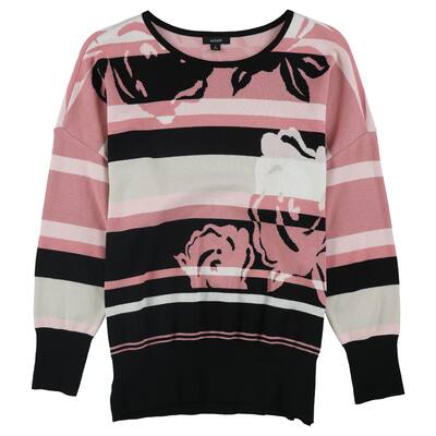 Alfani Womens Floral Stripe Pullover Sweater,, Pink, Medium