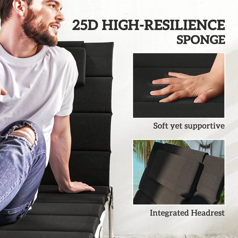 80" x 26" Foldable Lounge Chair Cushions Set of 2, Outdoor UPF50
