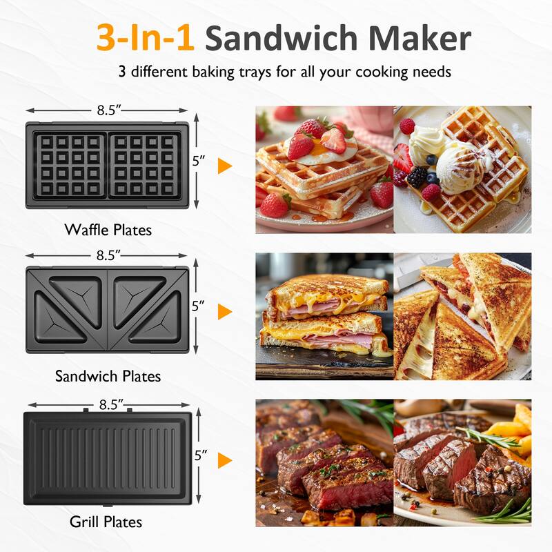 1000W 3 in 1 Sandwich Maker - N/A