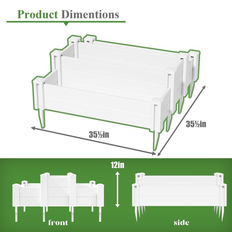 Outdoor PVC Privacy Raised Garden Bed Panels Planter Box With Ground Stakes