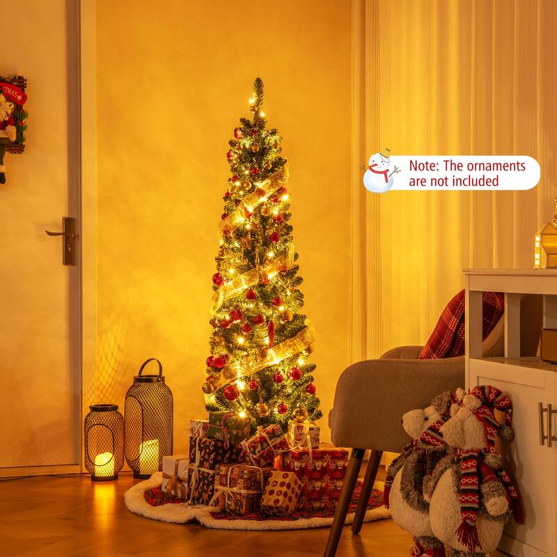 Gymax 5 FT Pencil Christmas Tree w/295 Memory Wire Branch Tips 110 LED - See Details