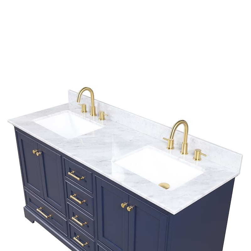 Blossom Copenhagen 60" Double Vanity with Marble Top, Sinks & Mirror