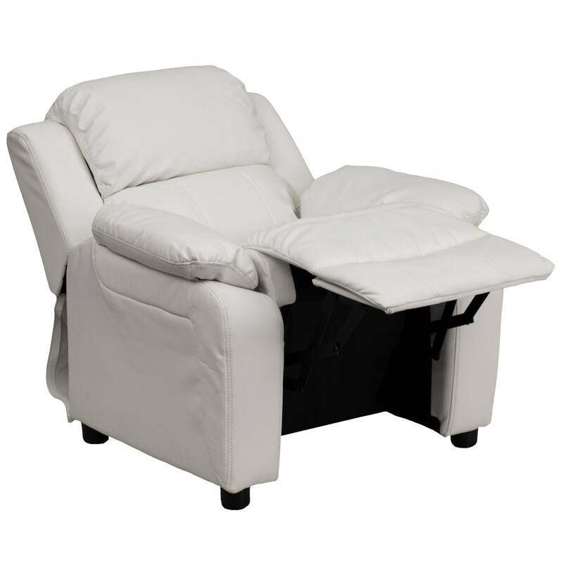 Deluxe Padded Contemporary Kids Recliner with Storage Arms