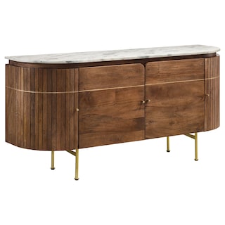 Ortega 4-door Marble Top Dining Sideboard Server White and Natural