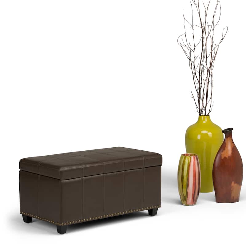 WYNDENHALL Megan 34 inch Wide Transitional Rectangle Storage Ottoman