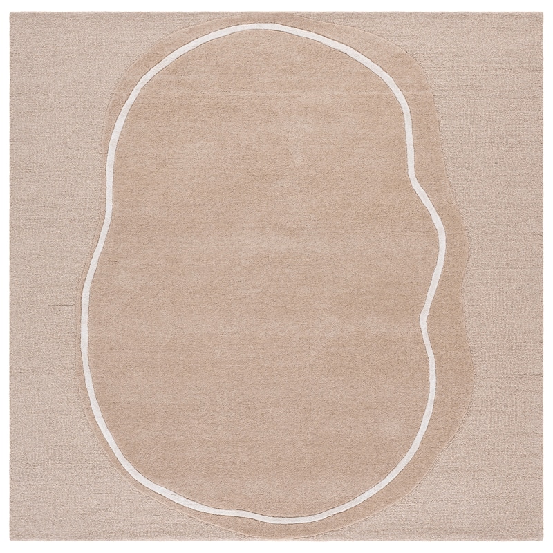 SAFAVIEH Handmade Fifth Avenue Elisete Modern Wool Rug - 6' Square - Beige/Ivory