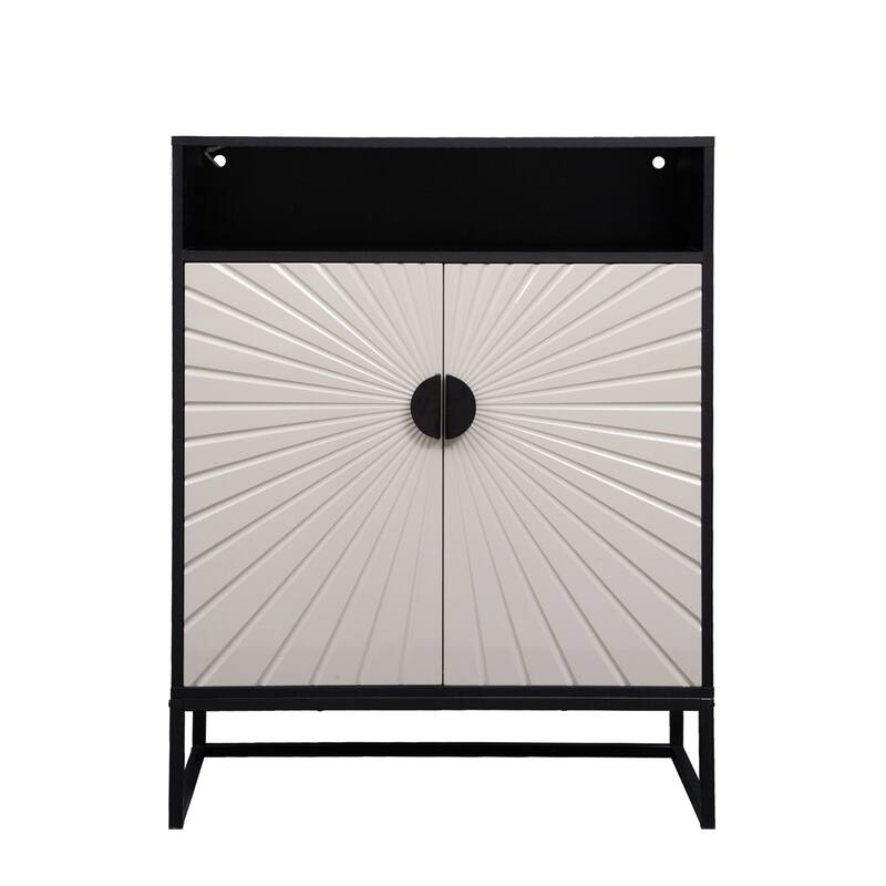 5-Tier Shoe Storage Cabinet, Wooden Shoe Cabinet with Doors, Shelves