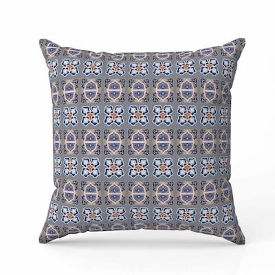 Darbari Dynasty Faux Suede Reversible Throw Pillow Blue and Gray