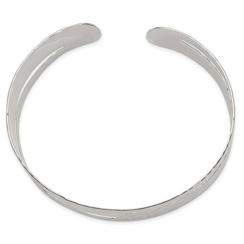 Curata 925 Sterling Silver 23mm Hammered Cut-out Modern Cuff Bangle Bracelet